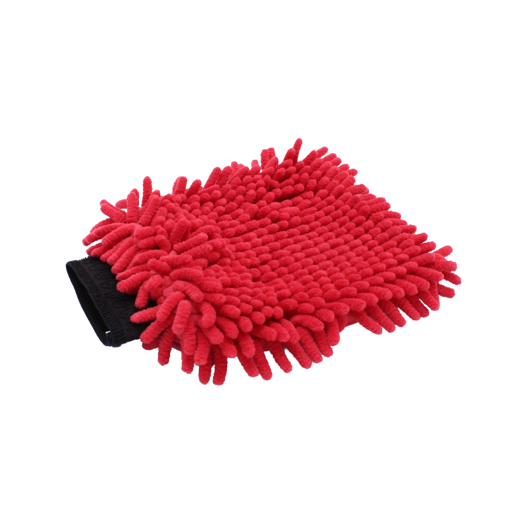 2 IN 1 MIKROFASER - WASCHHANDSCHUH | GRÜN/ROT | CHENILLE